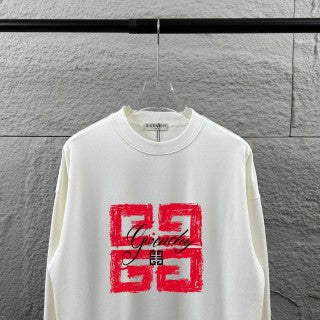 Felpa Givenchy Girocollo – Logo 4G Distressed in Rosso e Bianco