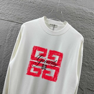 Felpa Givenchy Girocollo – Logo 4G Distressed in Rosso e Bianco