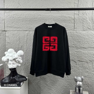 Felpa Givenchy Girocollo – Logo 4G Distressed in Rosso e Nero