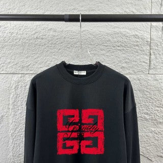 Felpa Givenchy Girocollo – Logo 4G Distressed in Rosso e Nero