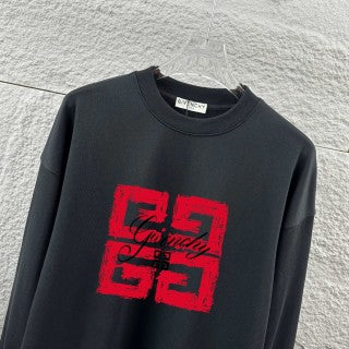 Felpa Givenchy Girocollo – Logo 4G Distressed in Rosso e Nero